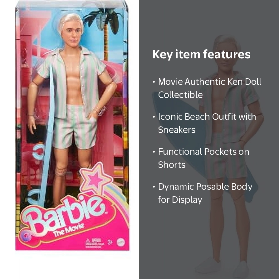Barbie The Movie Ken Doll Wearing Pastel Pink and Green Striped