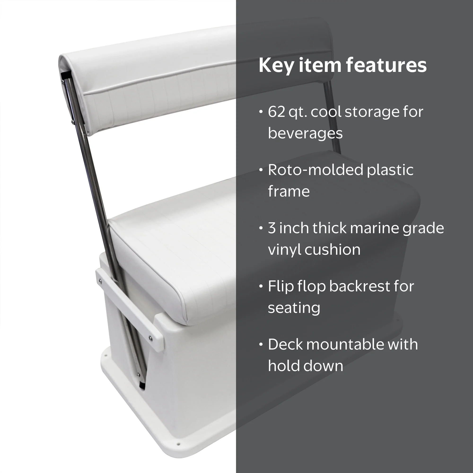Wise 8WD437SS-784 Offshore Boat Swingback Cooler/Storage Seat
