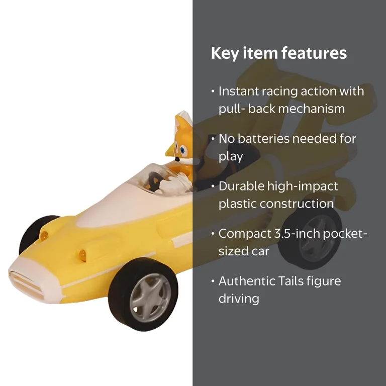 NKOK Sonic All-Stars Racing Tails 3.5 in. Pull Back Action Racer