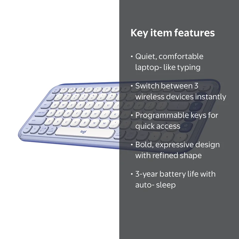 Logitech POP ICON KEYS Wireless Bluetooth Keyboard, Comfortable