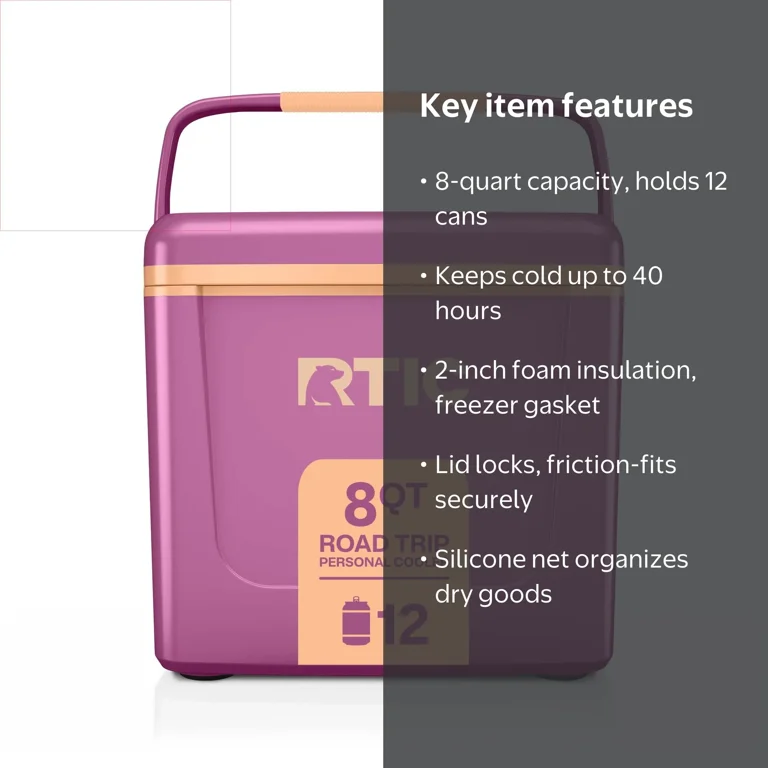 RTIC, Hard-Sided Cooler, 8 QT, Fits 12 Cans, Orchid Peach Tea