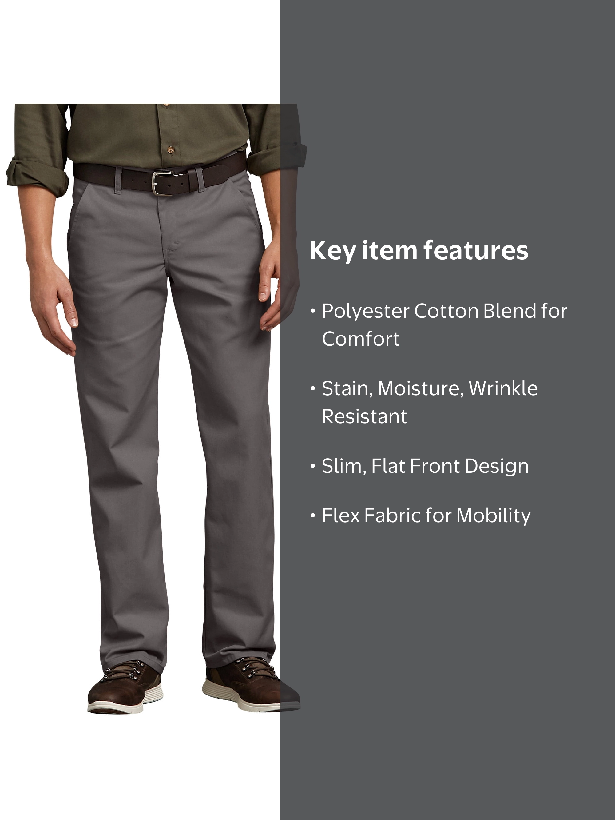 Genuine Dickies Mens Flat Front Flex Pant, Slim Fit - Walmart.com
