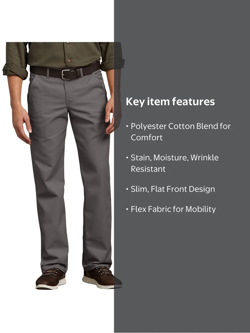 Genuine Dickies Mens Flat Front Flex Pant, Slim Fit - Walmart.com