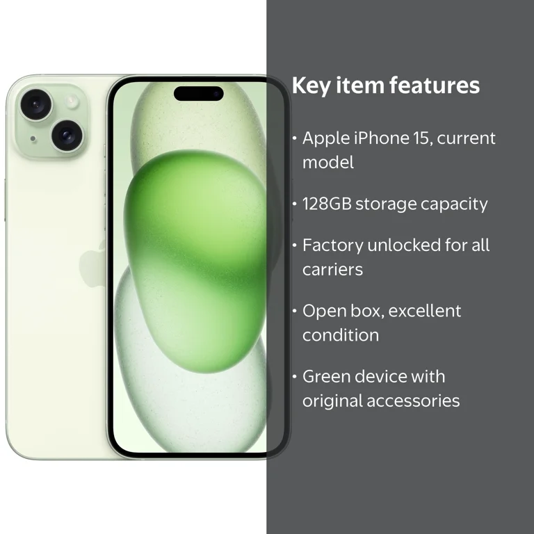 Open Box Apple iPhone 15 - Carrier Unlocked - 128GB Green