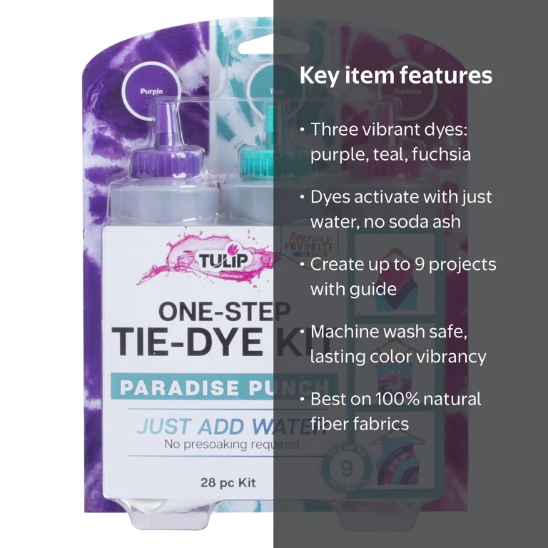 Tulip One-Step Tie-Dye 3 Color Kit, Paradise Punch, DIY Tie Dye