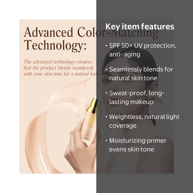IKZEE 4-in-1 Foundation Set, Lightweight SPF50, Medium Coverage
