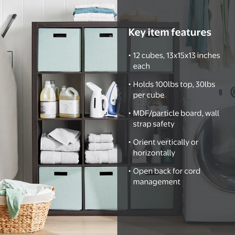 better homes & gardens 12 cube storage organizer tobacco oak Stylish 9-Cube by - Acorn Finish Available in multiple finishes Better Homes & Gardens 12-Cube