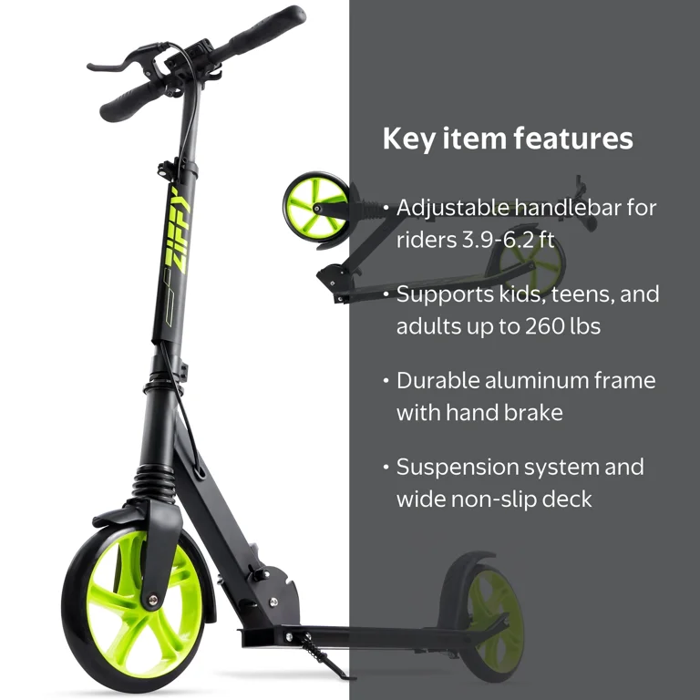 ZIFFY Kids Scooter with Hand Brake, Foldable, 4 Adjustable Heights