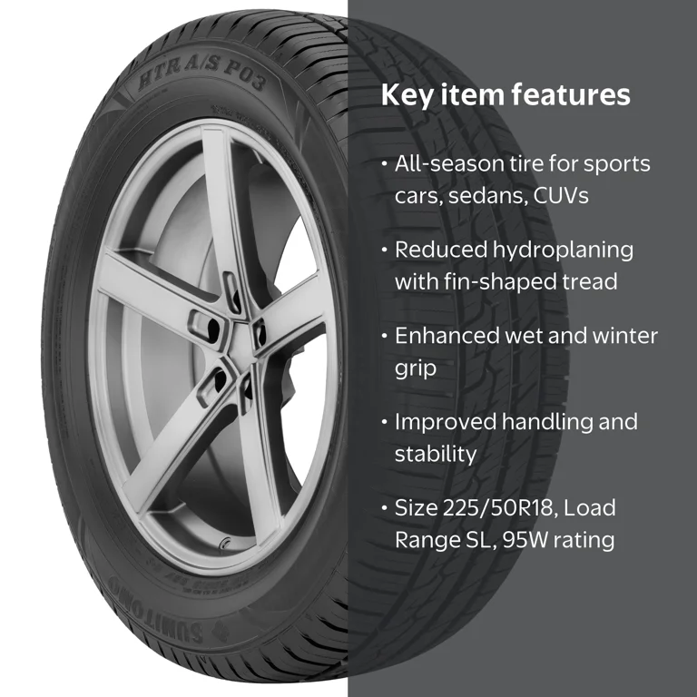 Sumitomo, All Season Passenger Tire, 225/50R18 95W, Black
