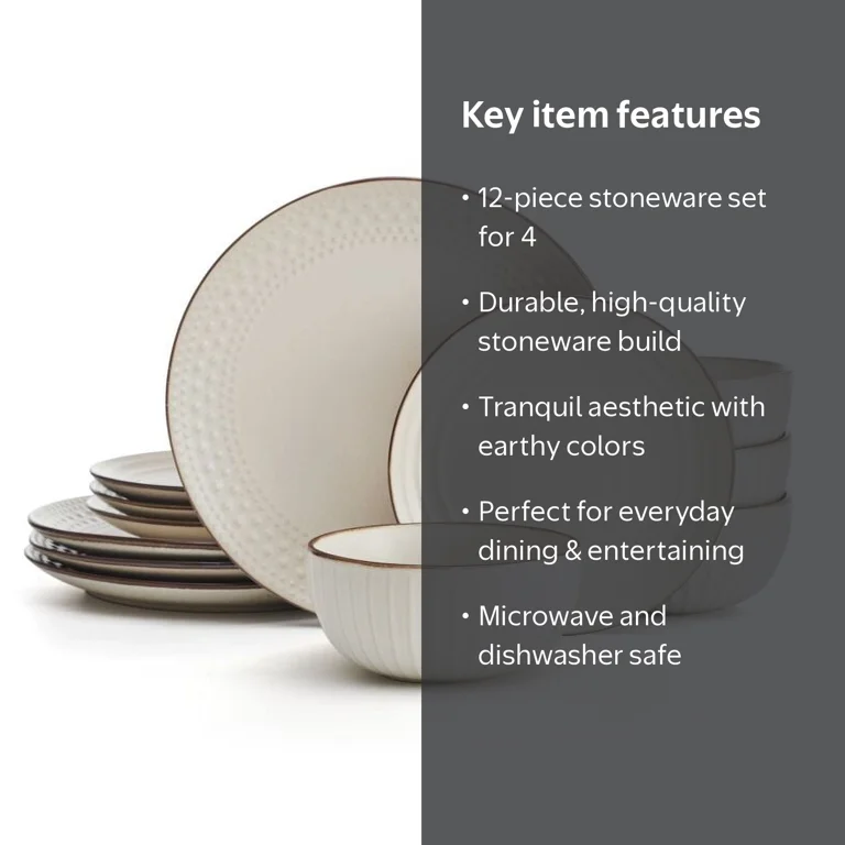 Free Shipping! Pfaltzgraff Janelle 12 Piece Stoneware Dinnerware