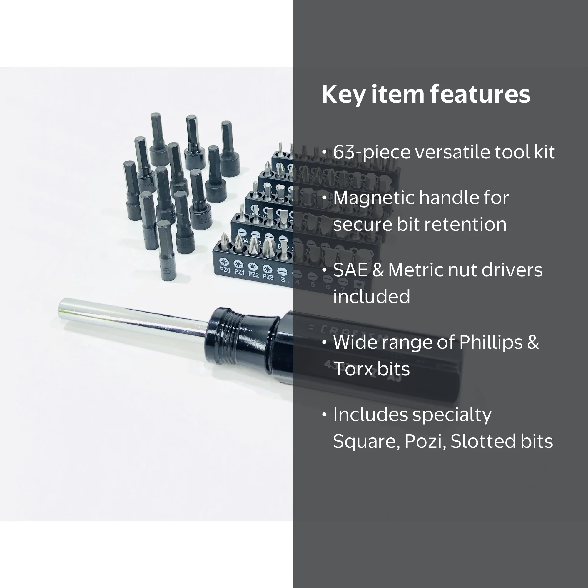 Craftsman 63pc Set includes Magnetic Handle Screwdriver 43373, Nut