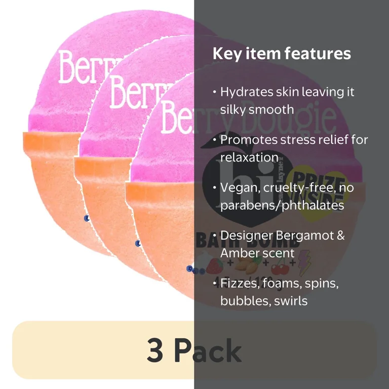 3 pack) Hi Peach Layne Berry Bougie Hot Pink and Peach Bath Bomb