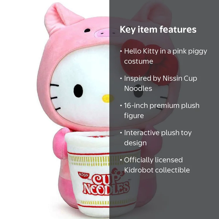 Hello Kitty Nissin Cup Noodles Piggy Costume Interactive Plush