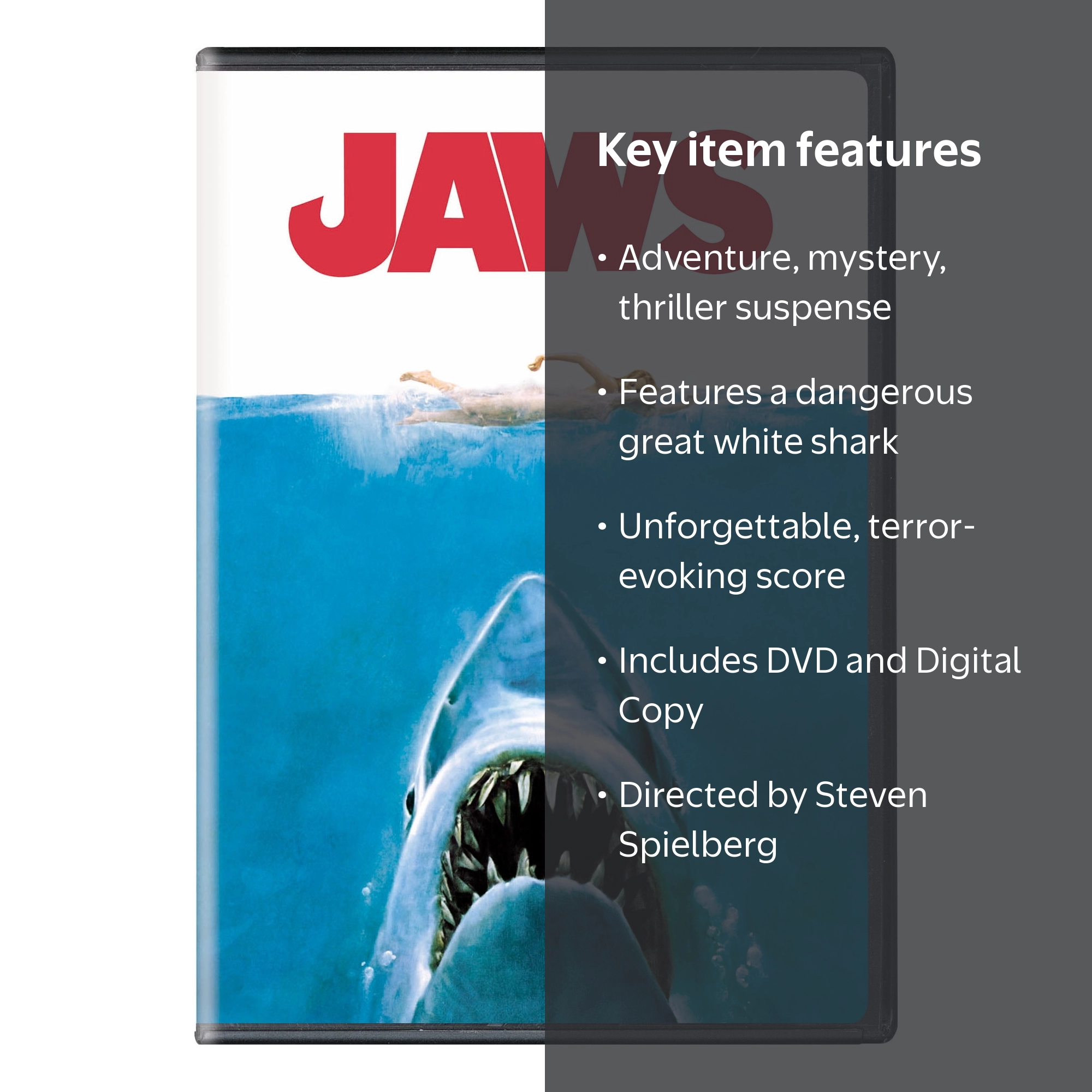 SDS, Jaws DVD + Digital Copy, PG Adventure Thriller, 1 Disc