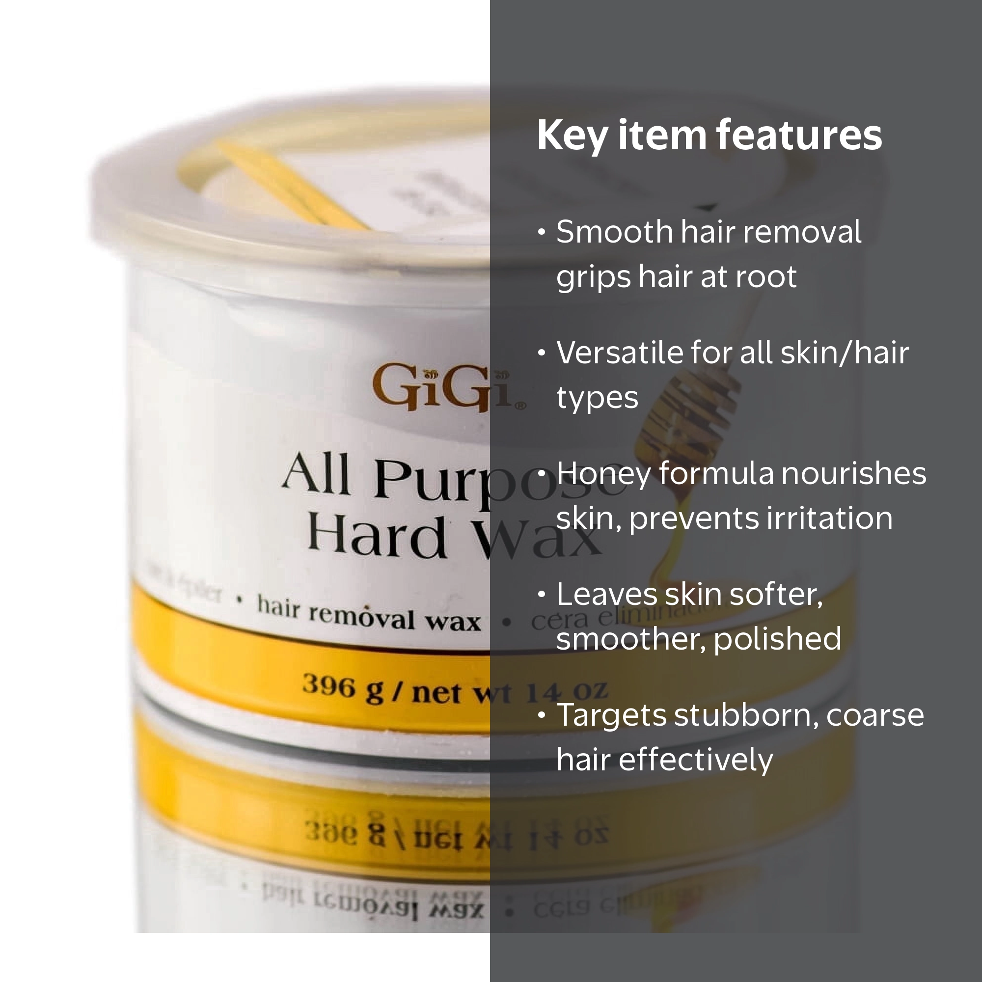 GiGi All Purpose Hard Wax, 14 oz, Honey-Infused Hair Removal