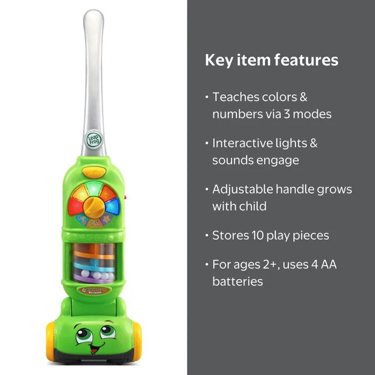 LEAP 4 オリーブドラブ 光学機器3セット LeapFrog Toddler Vacuum, Pick Up & Count Toy with 10 Colorful Play