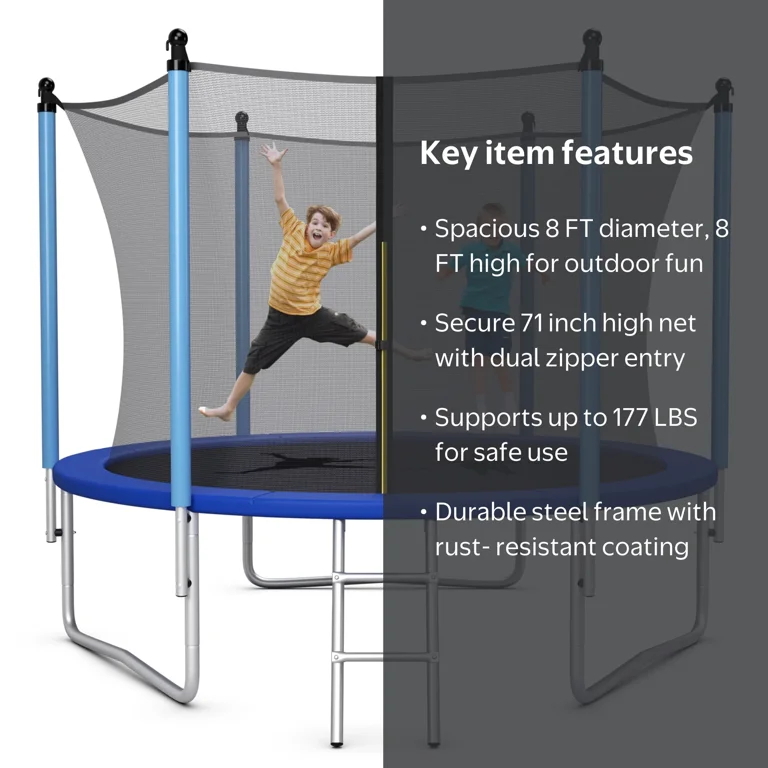 Gymax 8FT Jumping Exercise Recreational Bounce Trampoline for Kids