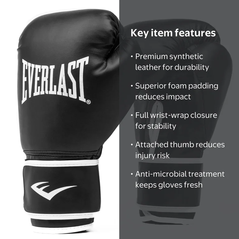 Everlast Core 2 Training Boxing Gloves – Synthetic Leather, S/M