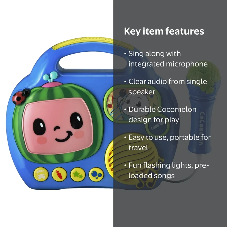 CoComelon Sing Along Boombox, Lights, Music & Karaoke Microphone