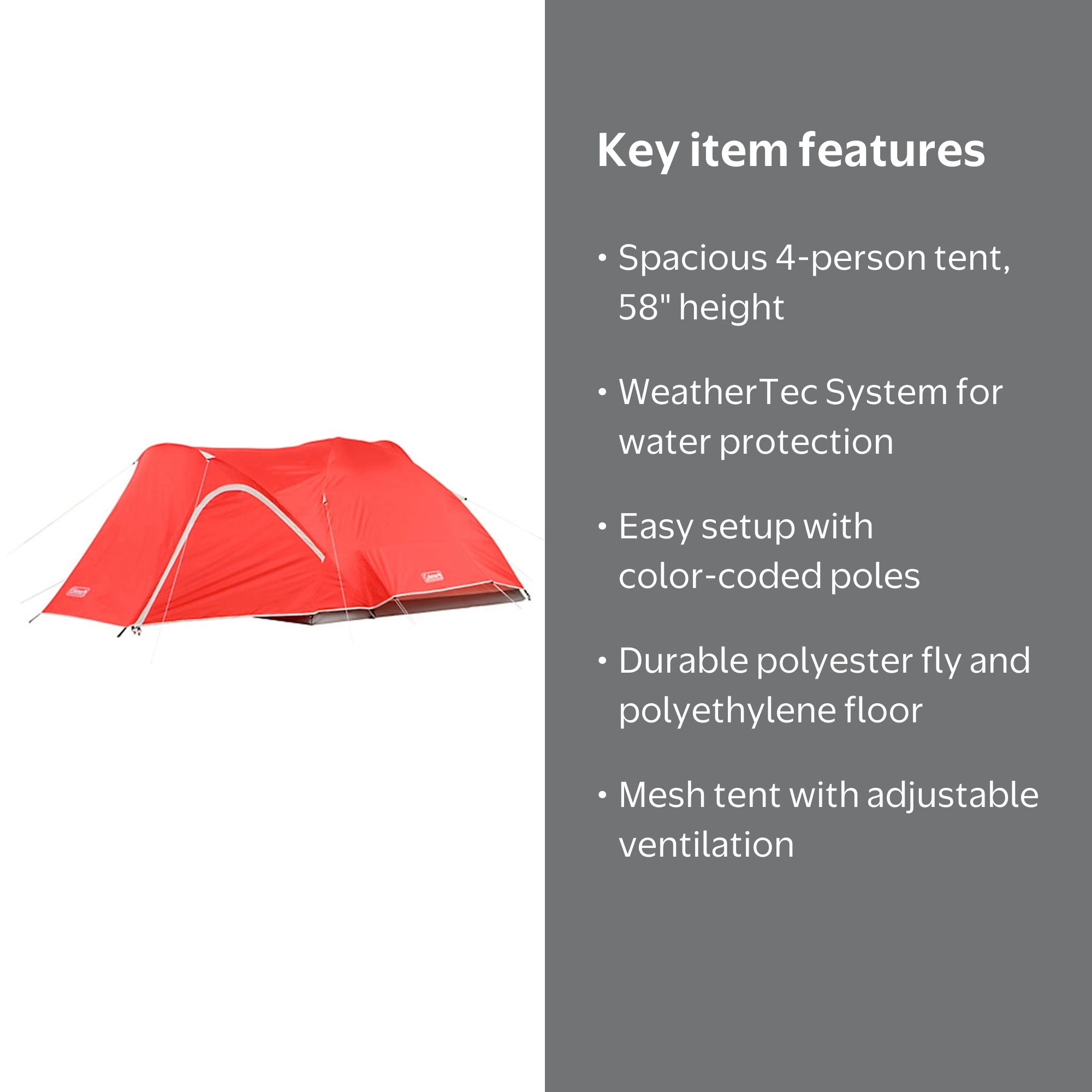 Coleman Hooligan 4 Tent - 9 x 7 feet, 14.5 lbs. - Walmart.com