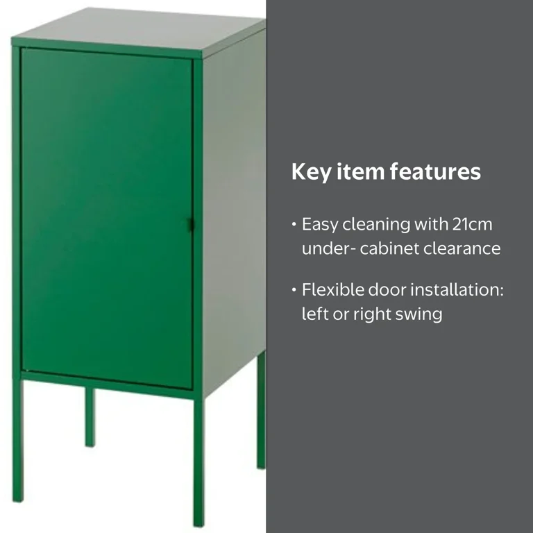 Ikea Small Bedroom Storage Cabinet, Metal Green, Furniture for