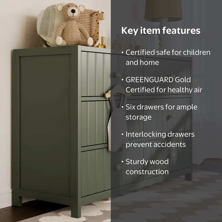 Graco Teddi 6 Drawer Nursery Double Dresser, Olive - Walmart.com