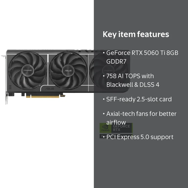 ASUS PRIME GeForce RTX 5060 Ti 8GB GDDR7, Blackwell Architecture
