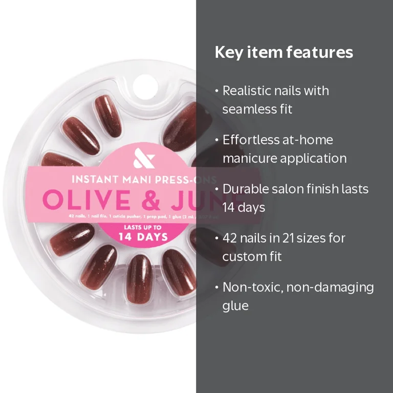Olive & June Instant Mani Medium Oval Press-on Nails, Museum Date