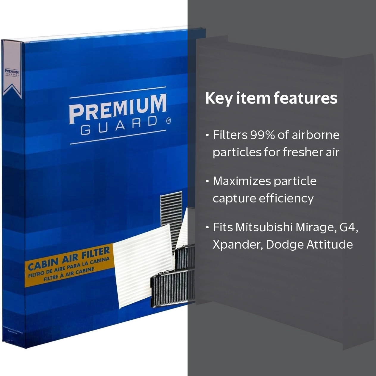 PG PC9938 Cabin Air Filter | Fits 2014-2024 Mitsubishi Mirage 1.2L