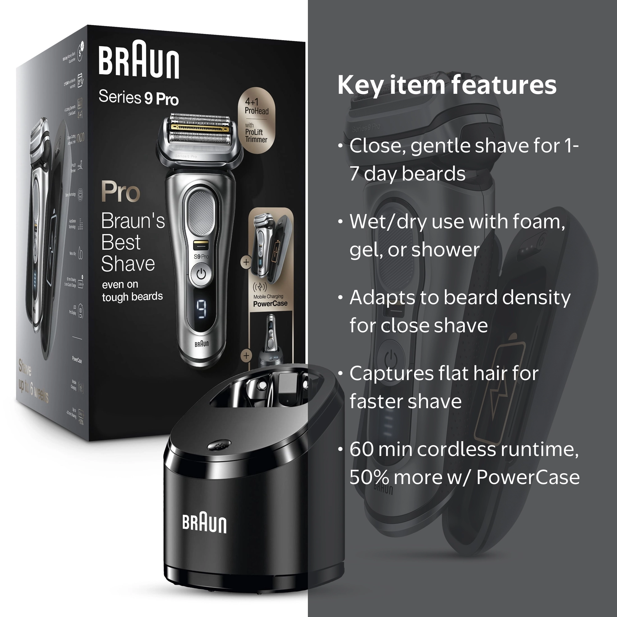 Braun, Electric Shaver, Series 9 Pro 9477cc, Silver - Walmart.com