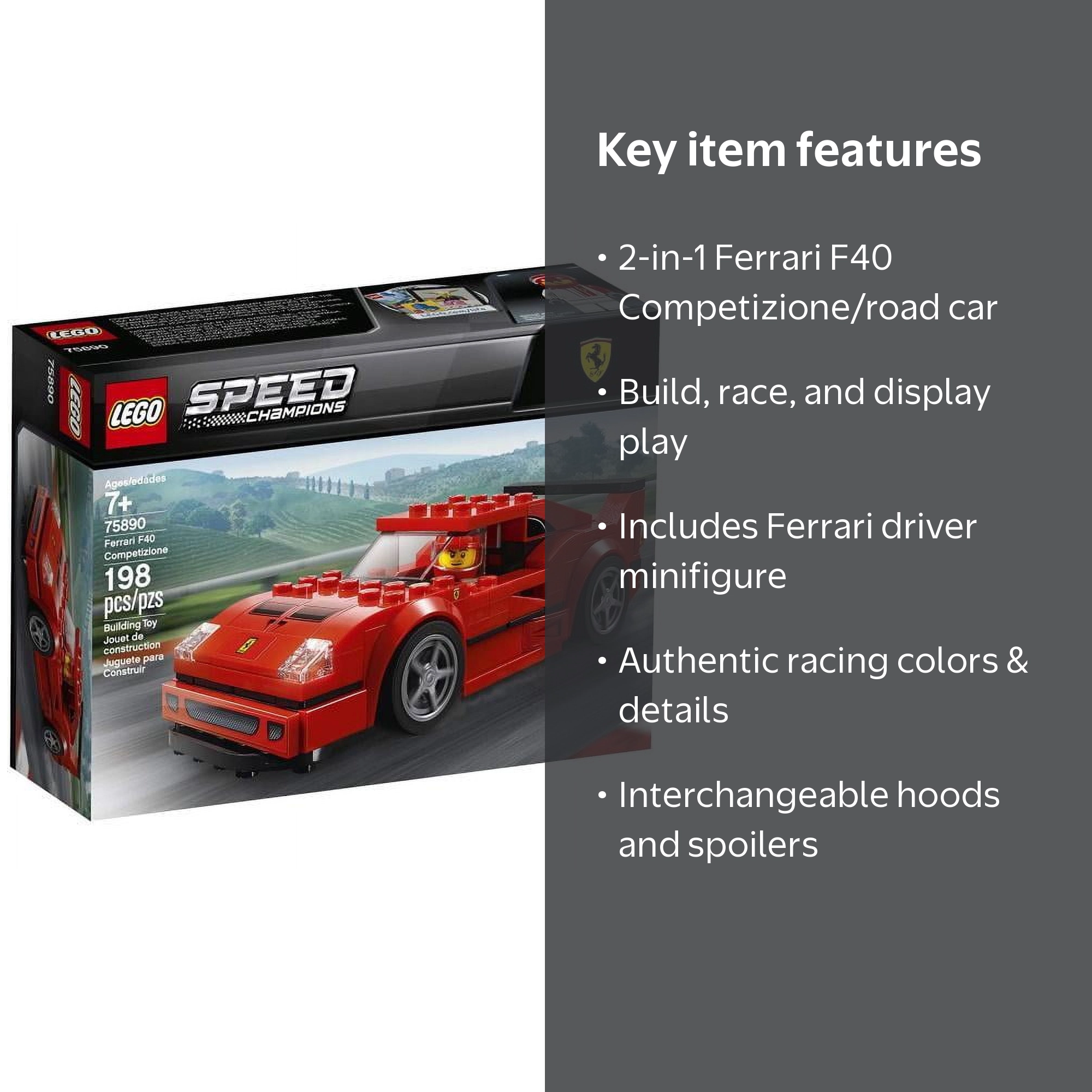 LEGO Car Set, Speed Champions Ferrari F40 Competizione 75890