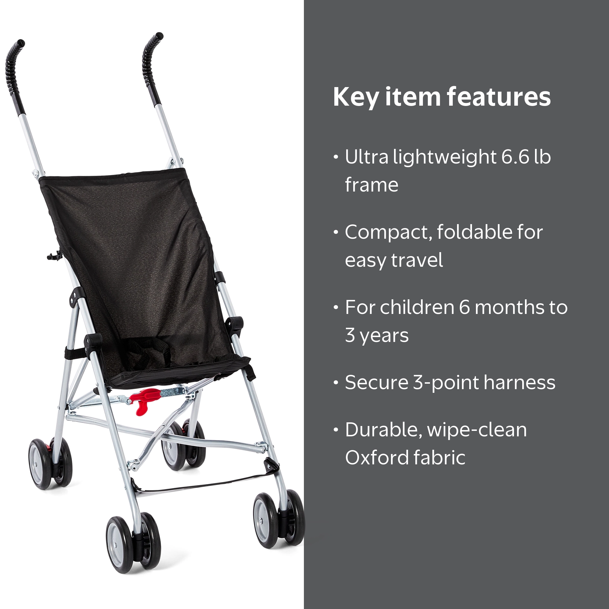 Parent's Choice Baby Umbrella Stroller, Black, Lightweight