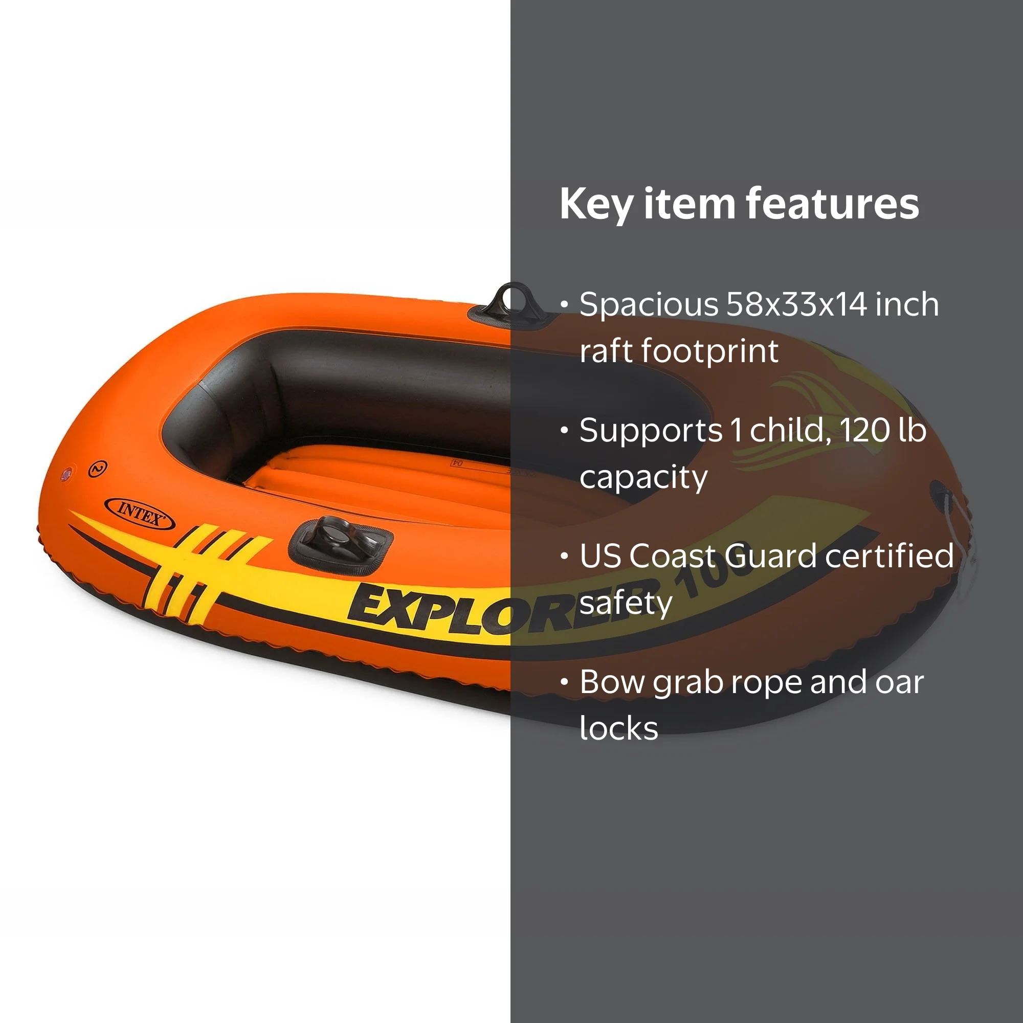Intex Explorer 100 Inflatable Raft, 1 Person Youth Boat, PVC