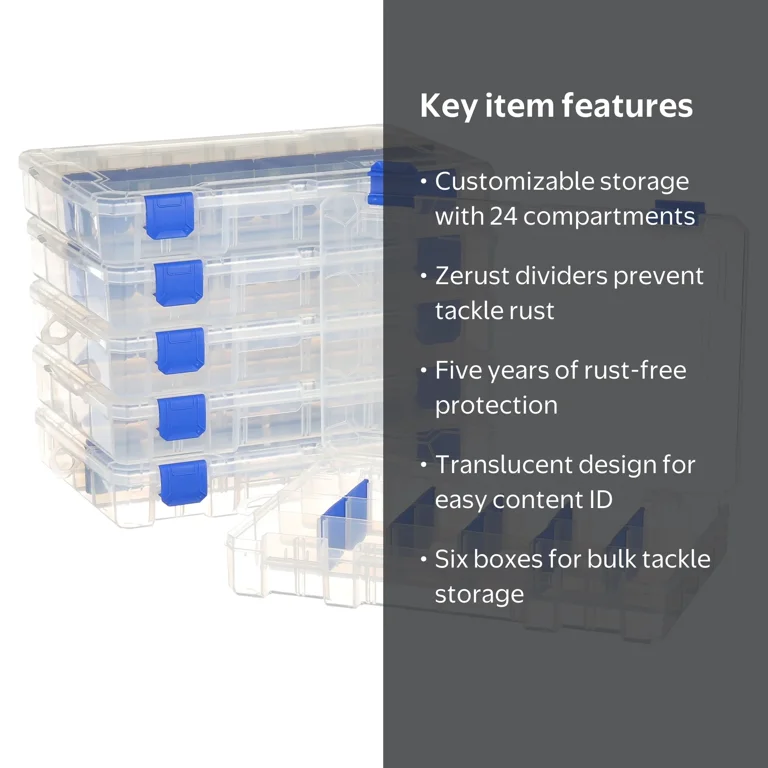 24 compartment tackle box Storage and Organization or Blue Keep your flies and small tackle secure Fishing Tackle Box Set with