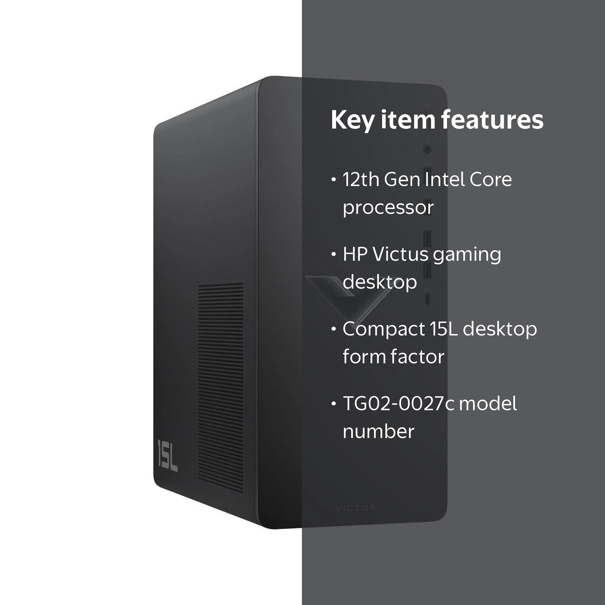 HP Victus 15L Prebuilt Gaming Tower Desktop, 12th Gen Intel Core