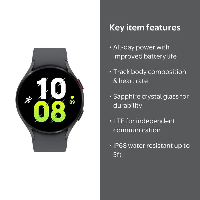 Samsung Galaxy Watch5 44mm LTE - Graphite, Black, Body Composition