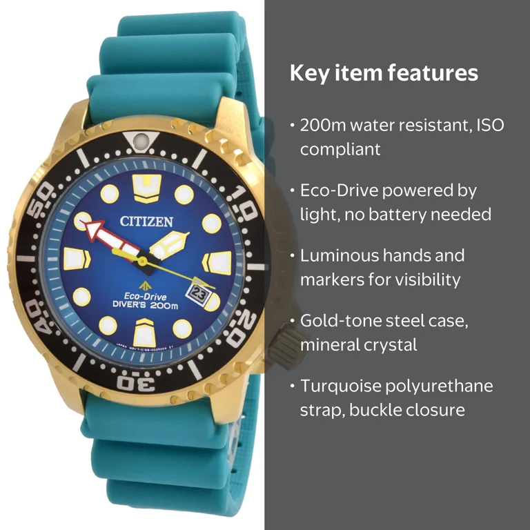 Citizen, Men's Dive Watch, BN0162-02X, Turquoise Dial - Walmart.com