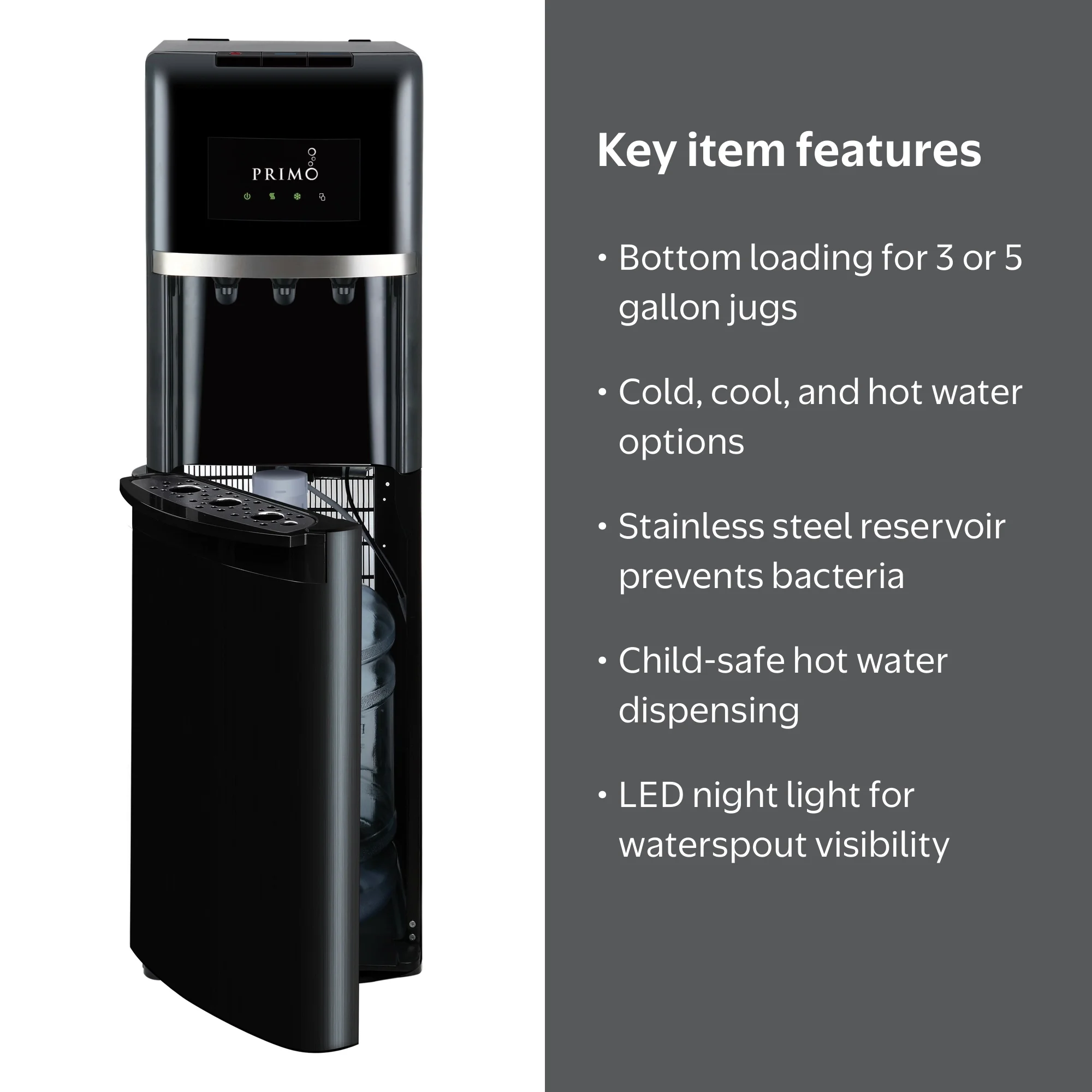 Bottom Loading Water Cooler Dispenser – Hot & Cold Water, 3 Temperature Settings, UL/Energy Star Approved, Black, Compact Design, For Home And Office Use