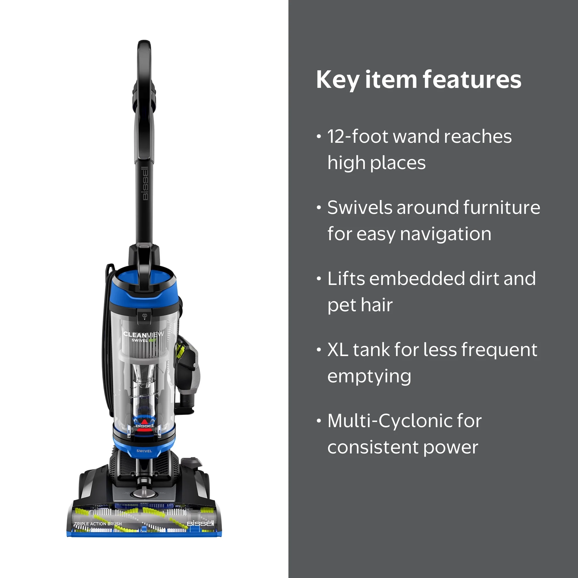 BISSELL CleanView Swivel Pet Upright Vacuum, Bagless, XL Dirt Tank