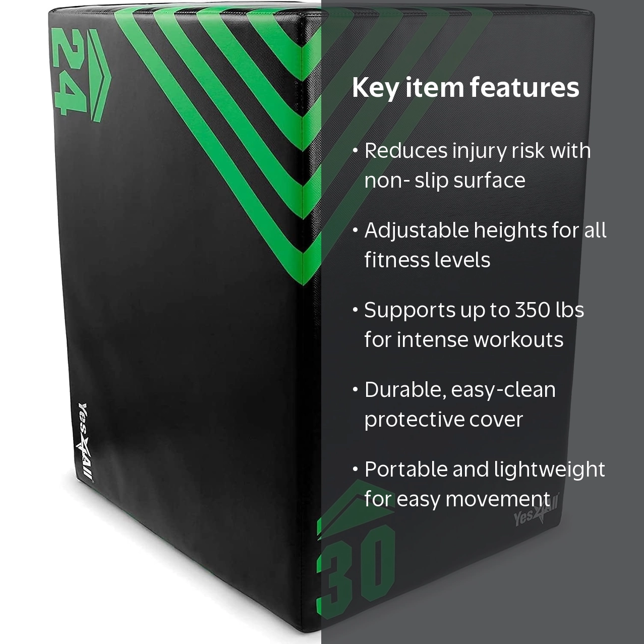 Yes4All 3-in-1 Foam Plyometric Box for HIIT Workout, 15 lbs Weight