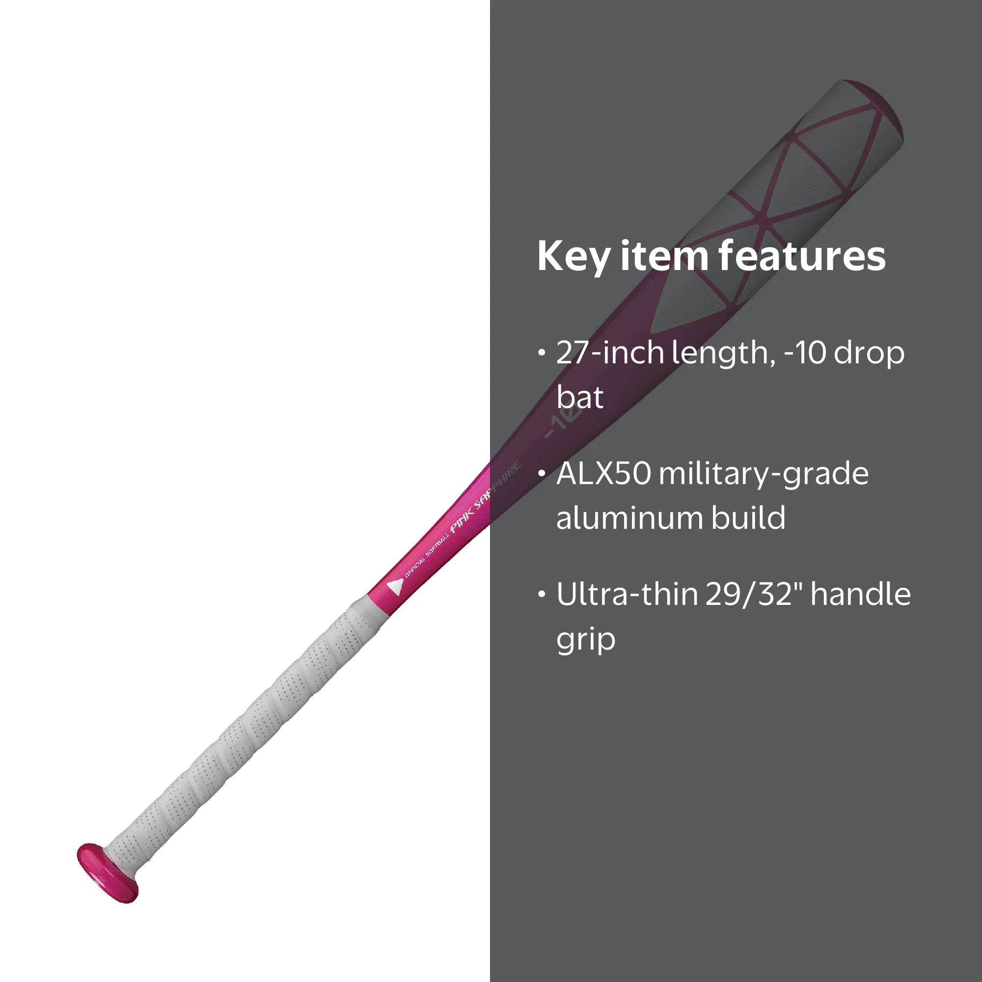 EASTON PINK SAPPHIRE -10, Fastpitch Softball Bat, 27