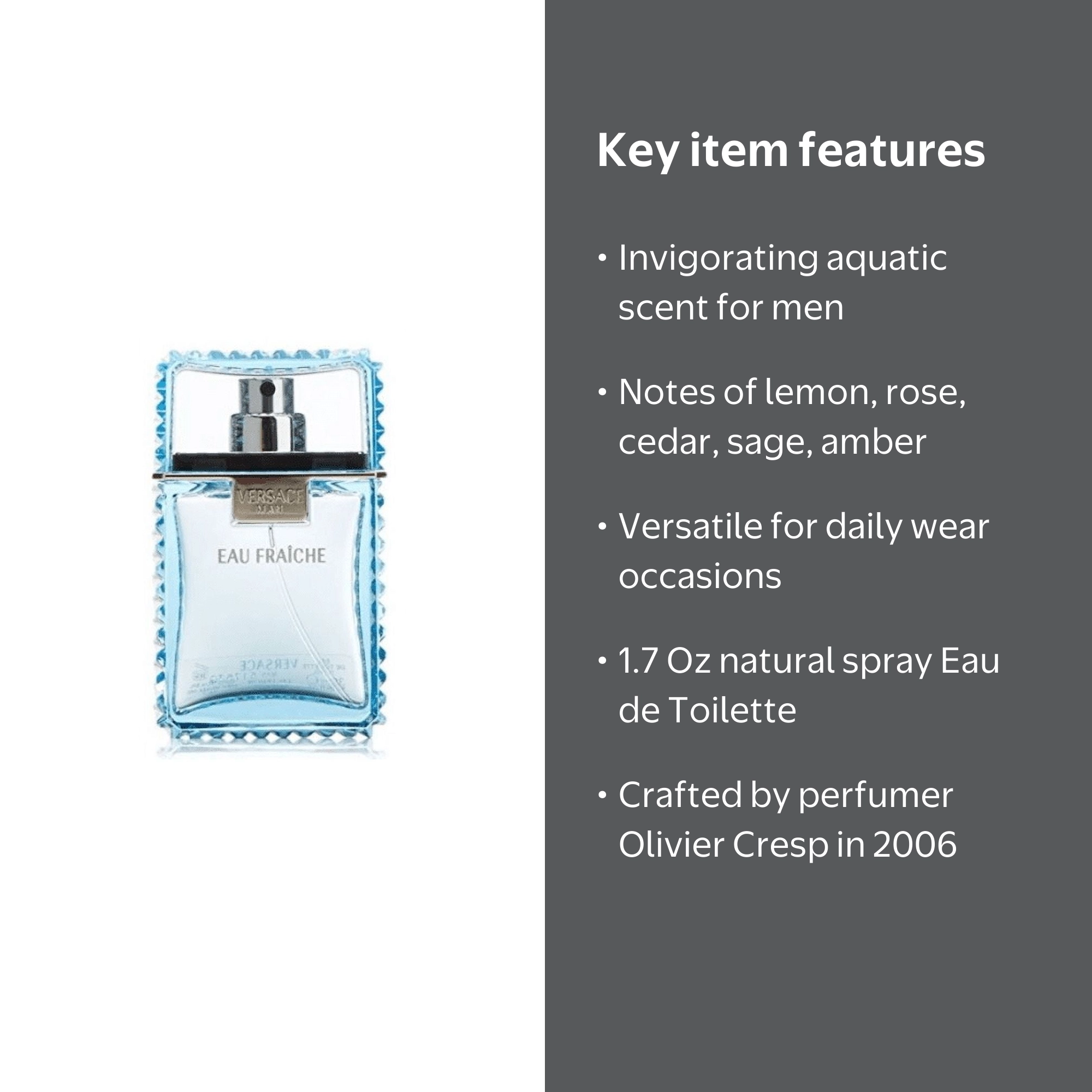 Versace, Eau Fraiche Eau de Toilette, 1.7 Oz, Cologne for Men