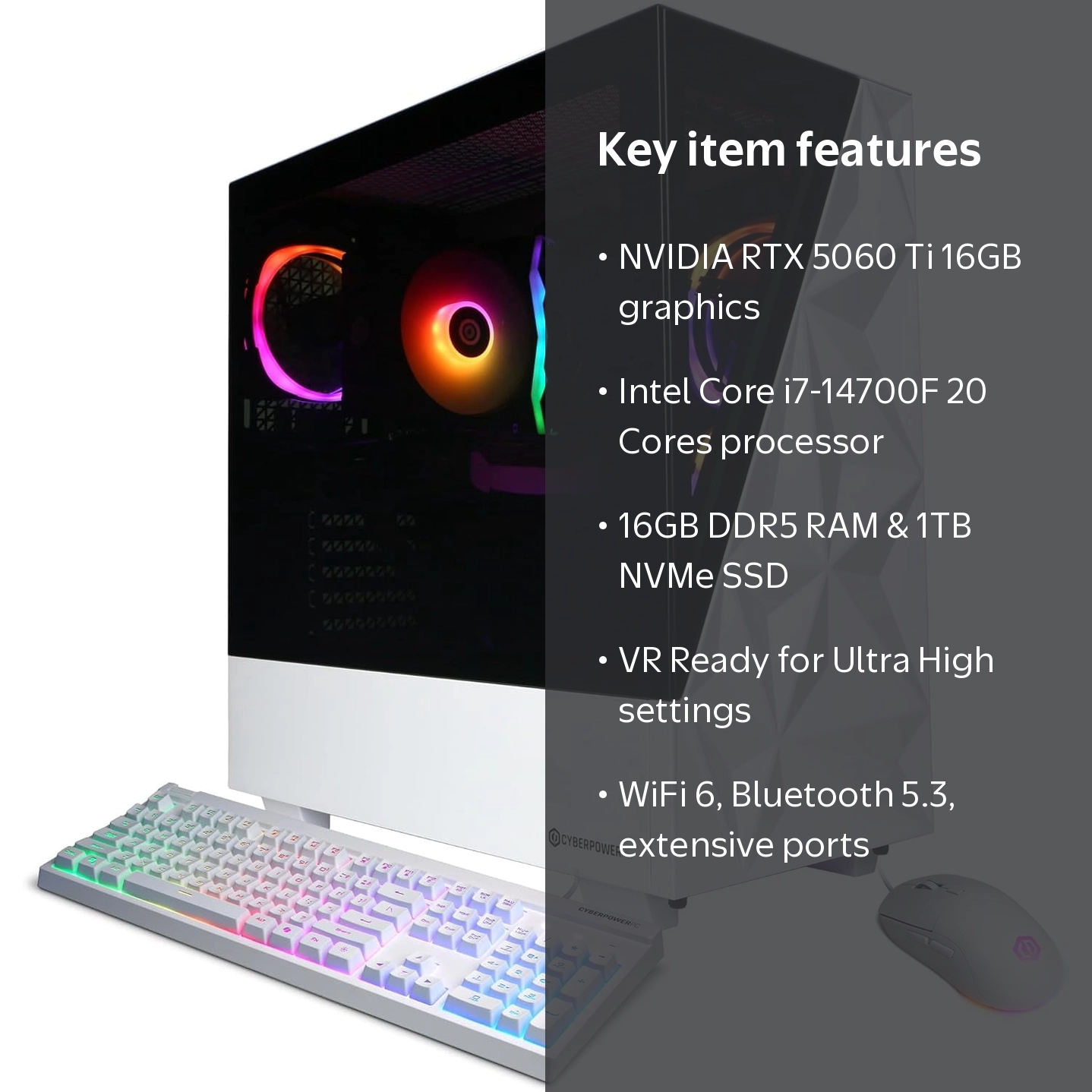 CyberPowerPC Gamer Xtreme VR Gaming PC, Intel Core i7-14700F 2.1