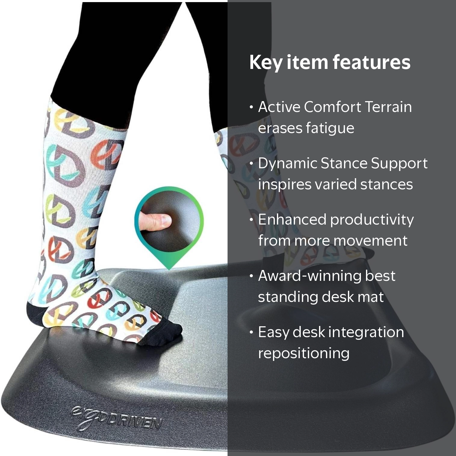 Ergodriven, Topo Comfort Mat, Anti-Fatigue, Micro and Macro