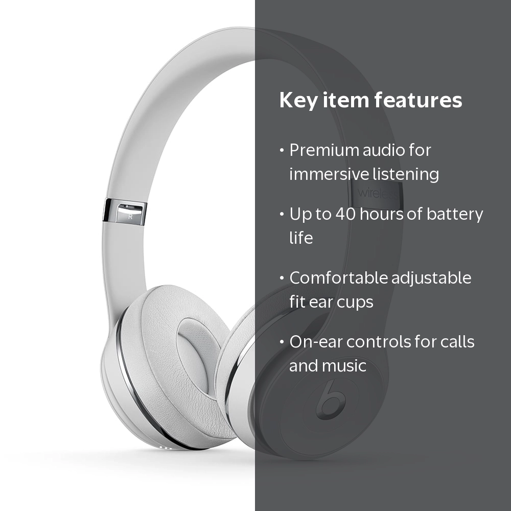 Beats by Dr. Dre, Solo 3 Wireless On-Ear Headphones, Silver