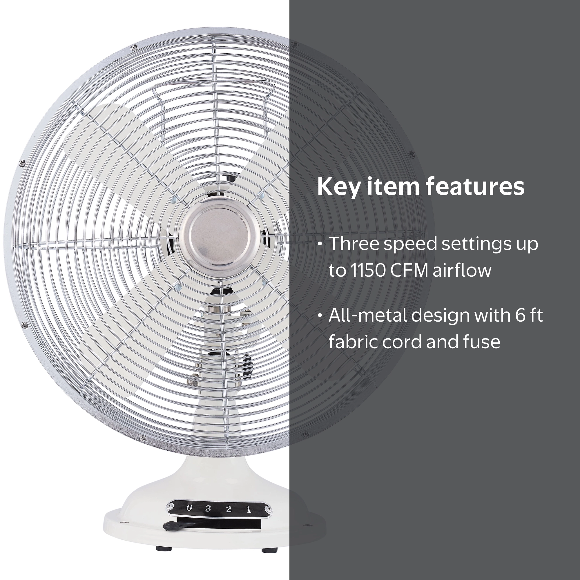 Better Homes & Gardens 12 in Retro 3-Speed Metal Oscillating Tilt