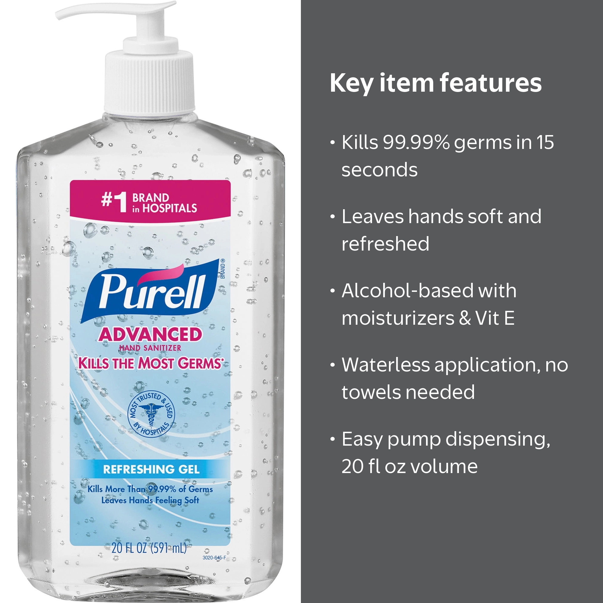 Large Bottle Purell Instant Hand Sanitizer, 20 fl oz - Walmart.com