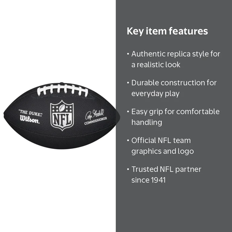 Wilson NFL The Duke Mini Replica Football - Black, Mini Size