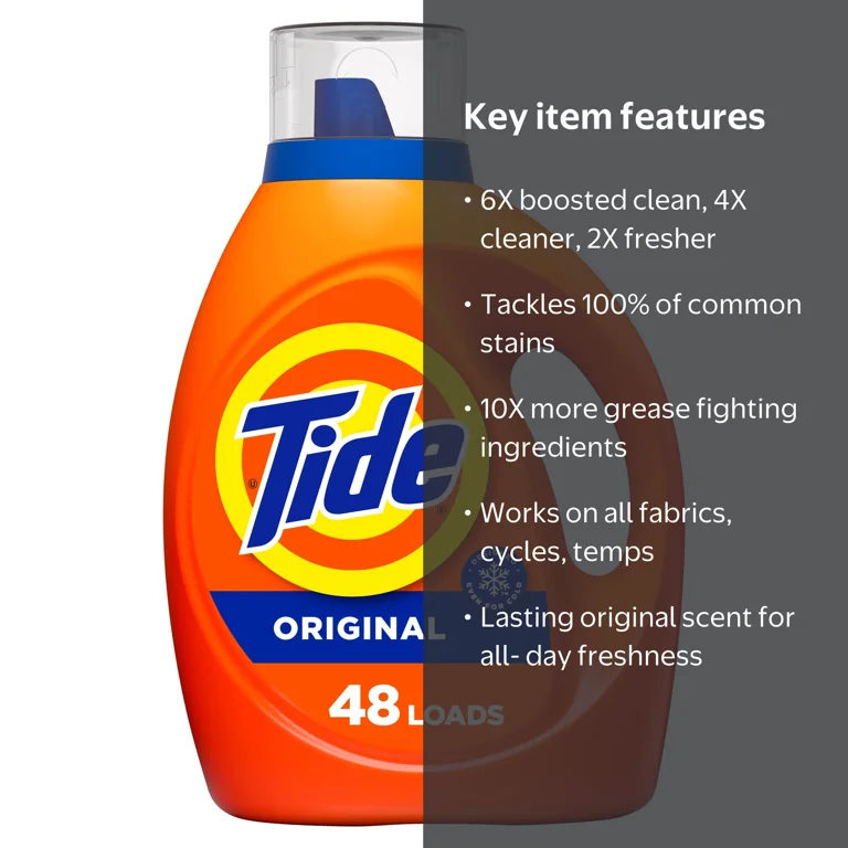 Tide, Laundry Detergent, Liquid, Original Scent, 60 fl oz