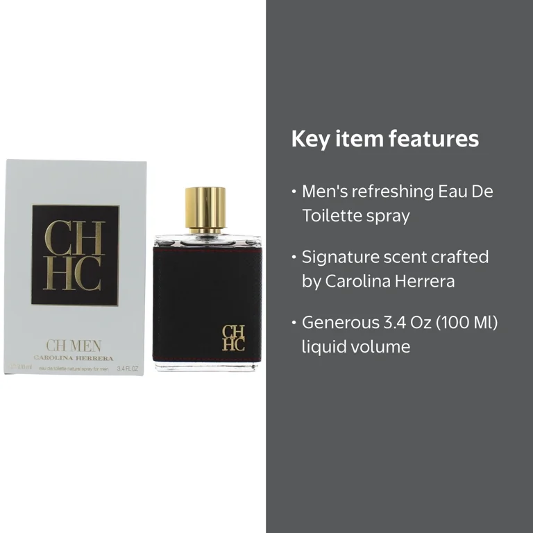 Carolina Herrera CH Eau De Toilette Spray 100ml for Men, Exotic